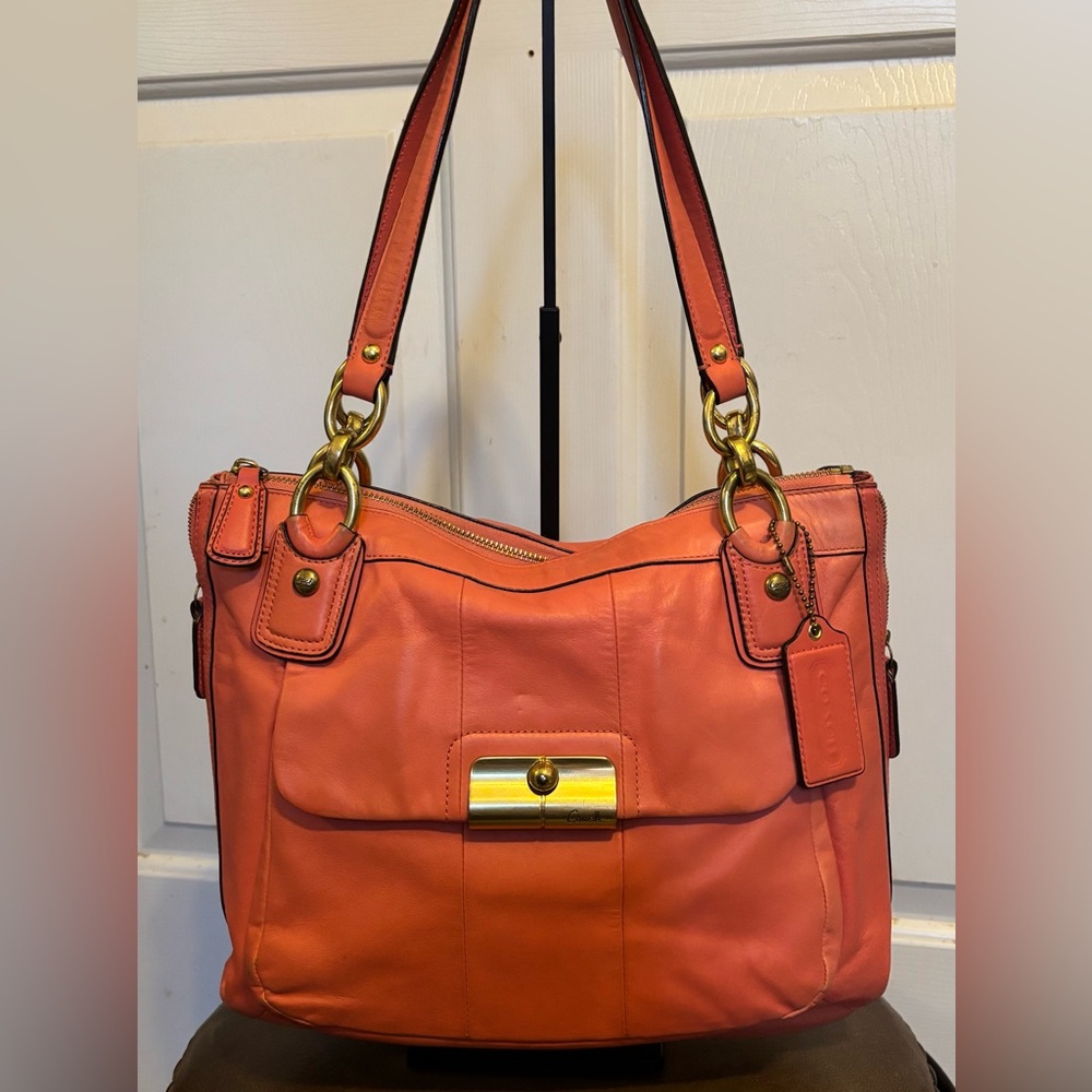 Coach Kristen Coral Shoulder Bag with Luxurious Leather Finish